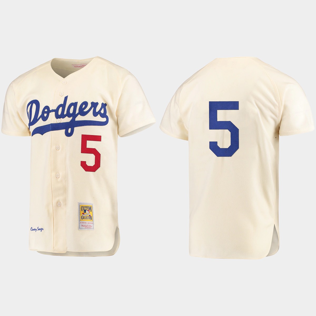 Men's Corey Seager Brooklyn Dodgers Cooperstown Collection Jersey - Cream