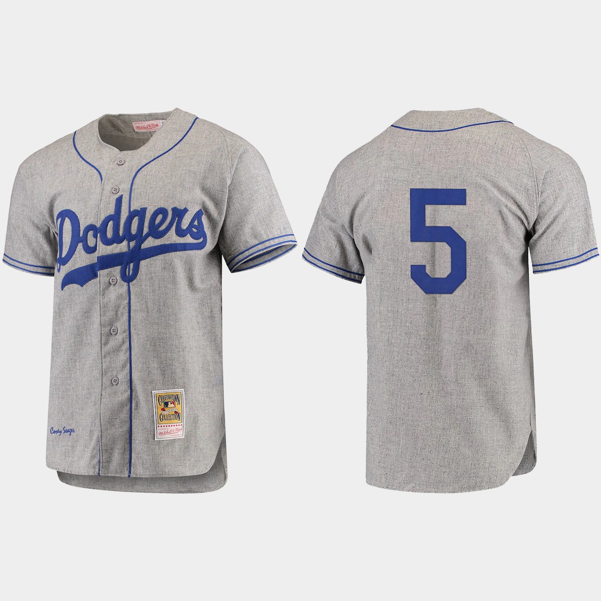 Men's Corey Seager Brooklyn Dodgers Cooperstown Collection Jersey - Gray