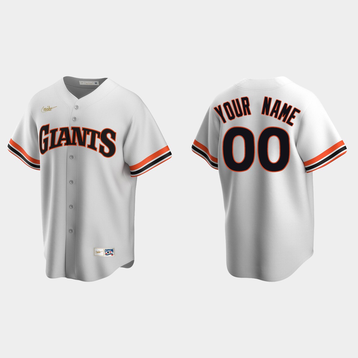 Men's Custom #00 San Francisco Giants Cooperstown Collection Home Jersey - White