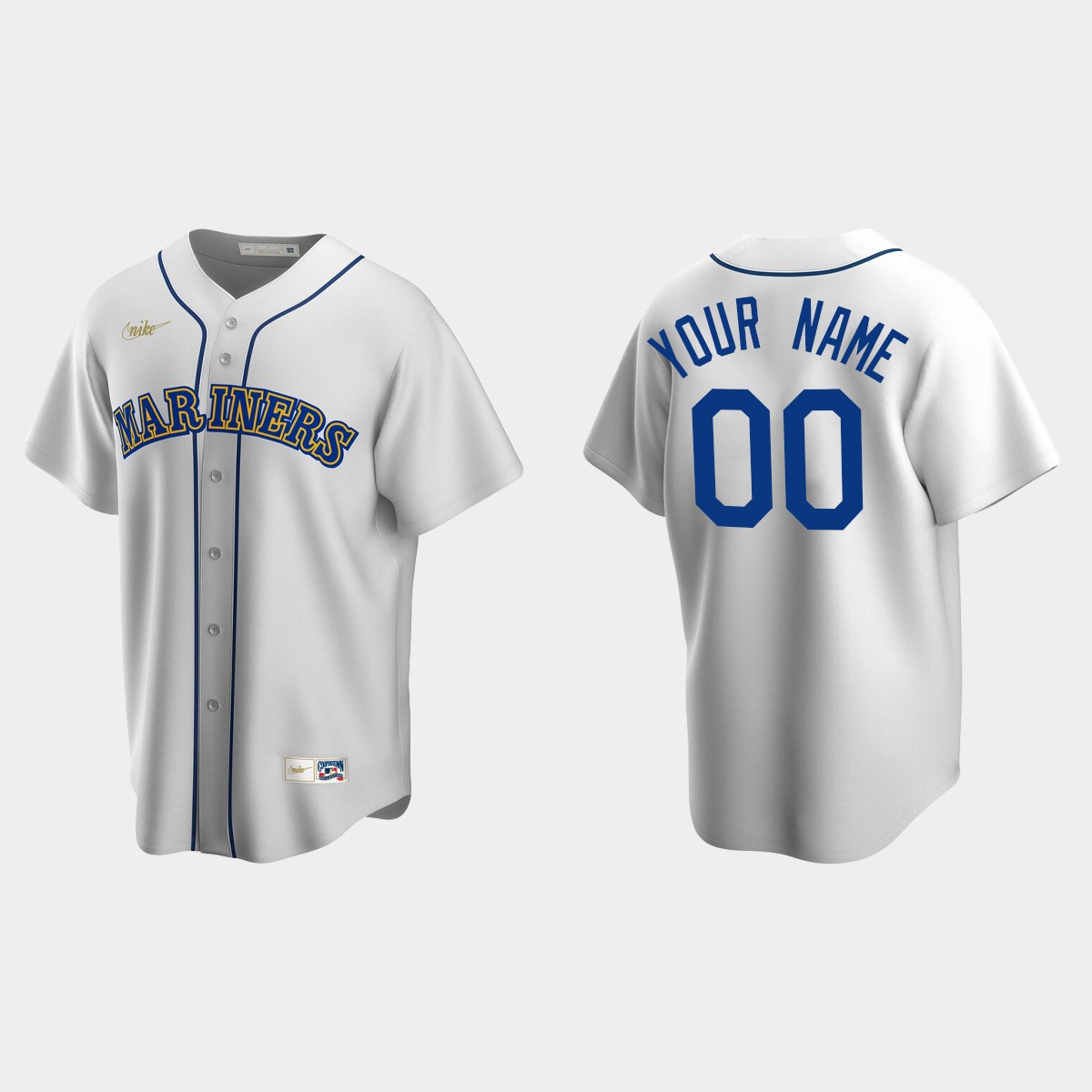 Men's Custom #00 Seattle Mariners Cooperstown Collection Home Jersey - White