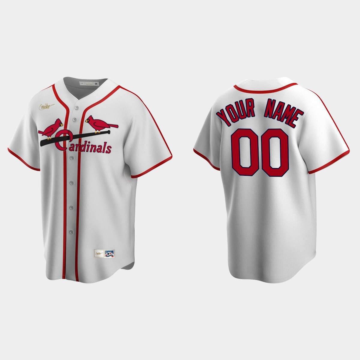 Men's Custom #00 St. Louis Cardinals Cooperstown Collection Home Jersey - White