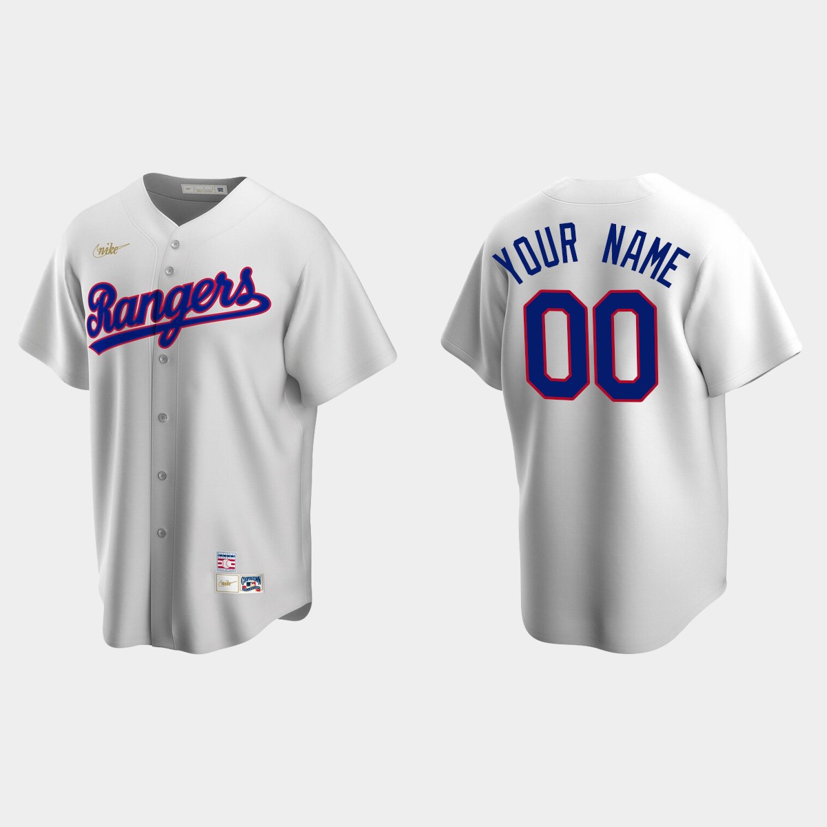 Men's Custom #00 Texas Rangers Cooperstown Collection Home Jersey - White