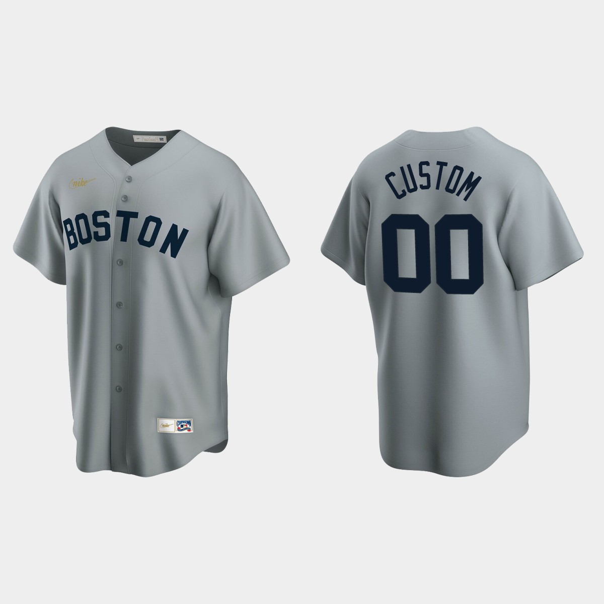 Men's Custom Boston Red Sox Cooperstown Collection Road Jersey - Gray