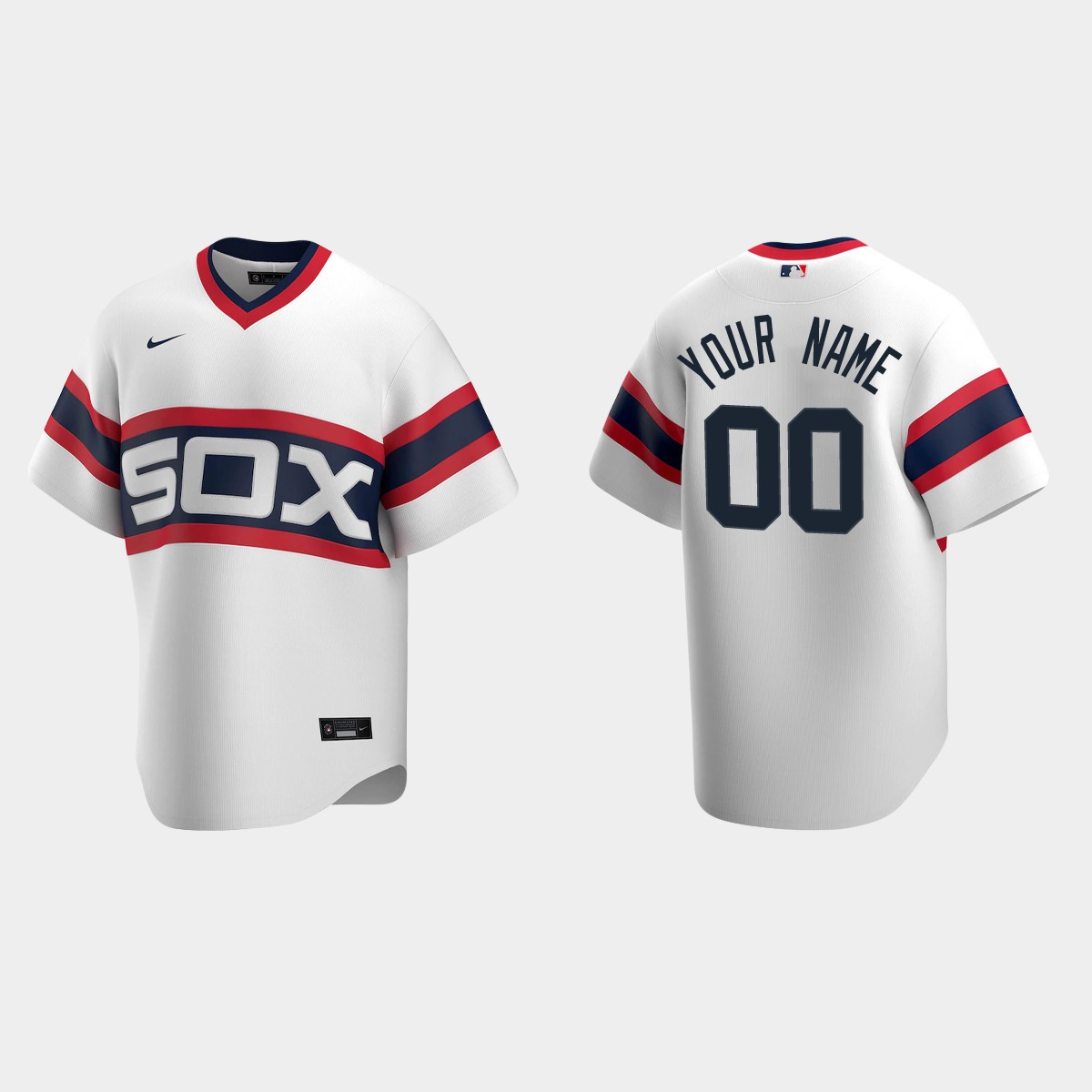Men's Custom Chicago White Sox Cooperstown Collection Home Jersey - White
