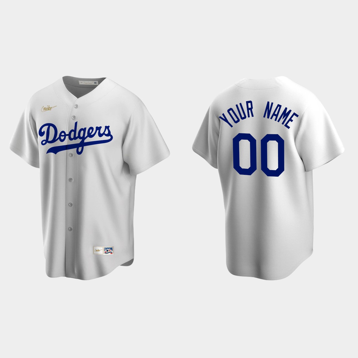 Men's Custom Los Angeles Dodgers Cooperstown Collection Home Jersey - White