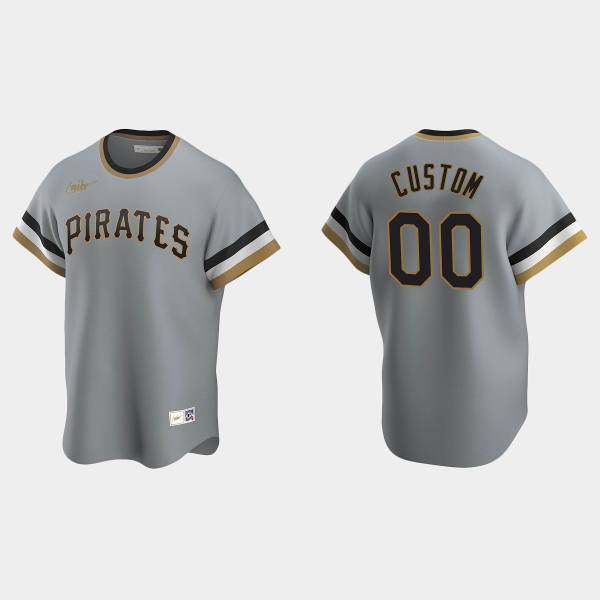 Men's Custom Pittsburgh Pirates Cooperstown Collection Road Jersey - Gray