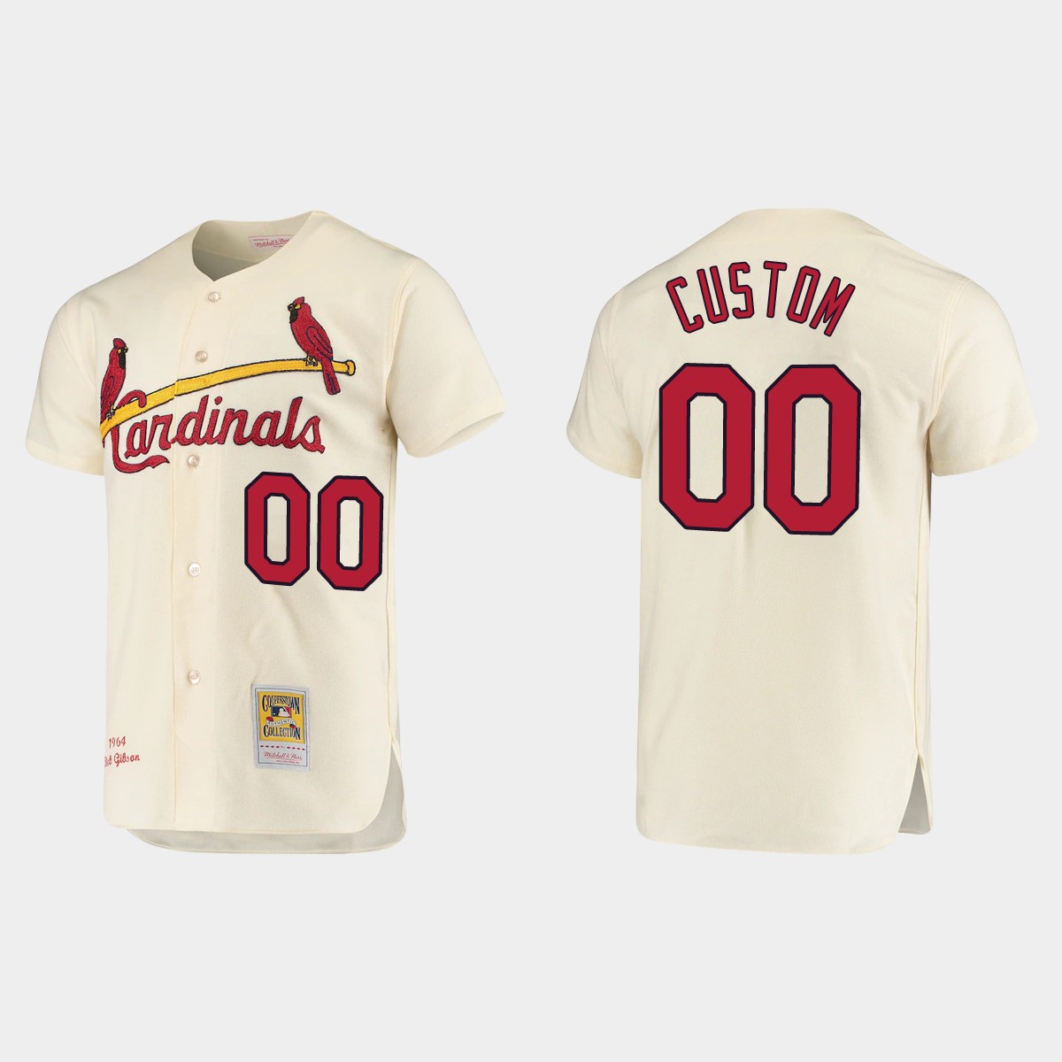 Men's Custom St. Louis Cardinals Cooperstown Collection Jersey - Cream