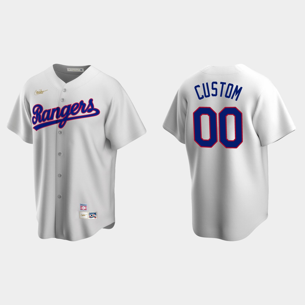 Men's Custom Texas Rangers Cooperstown Collection Home Jersey - White