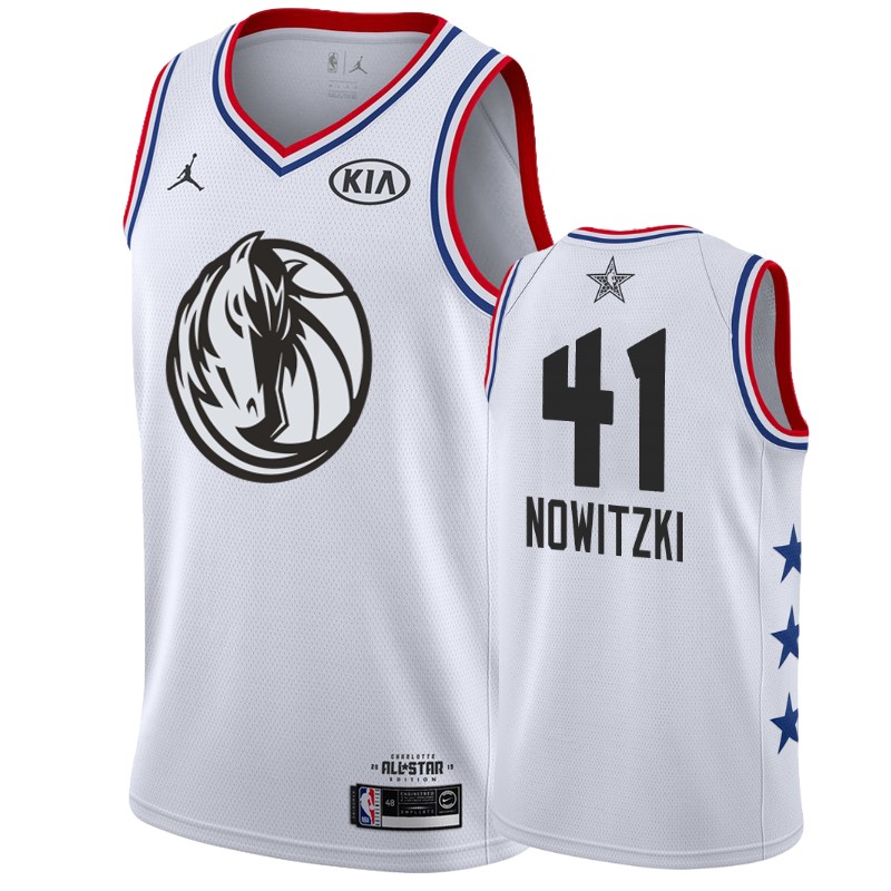 Men's Dallas Mavericks #41 Dirk Nowitzki 2019 All-Star Jersey - White