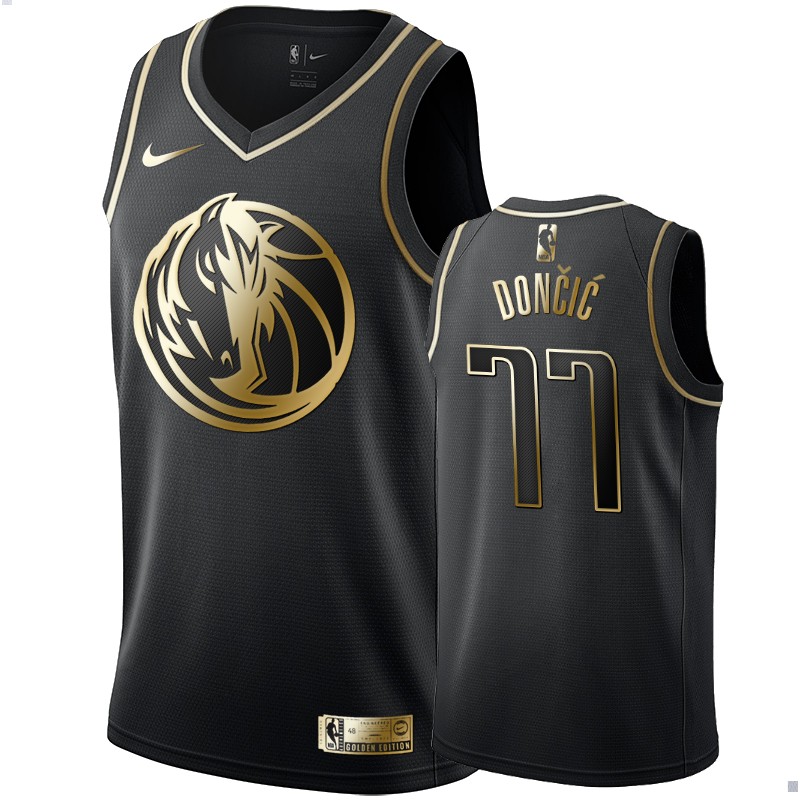 Men's Dallas Mavericks Luka Doncic Black #77 Golden Edition Swingman Jersey