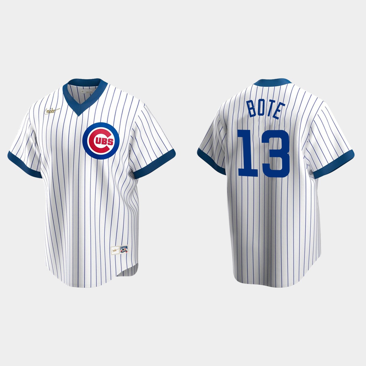 Men's David Bote #13 Chicago Cubs Cooperstown Collection Home Jersey - White
