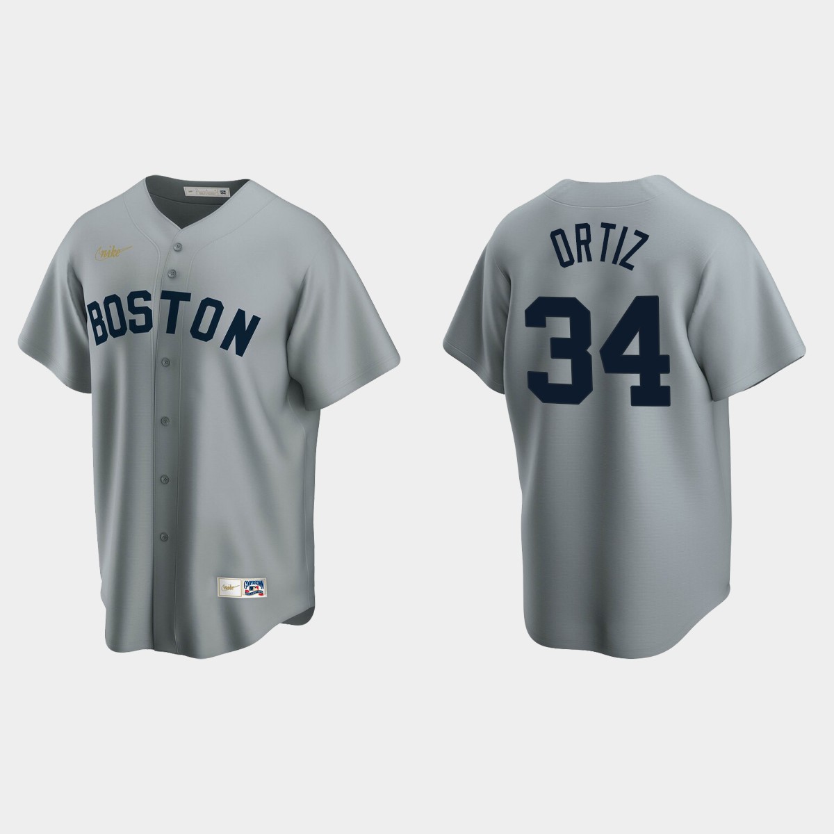 Men's David Ortiz #34 Boston Red Sox Cooperstown Collection Road Jersey - Gray