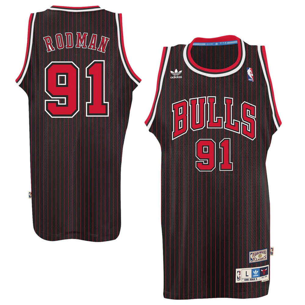 Men's Dennis Rodman Chicago Bulls Black Hardwood Classics Swingman Jersey