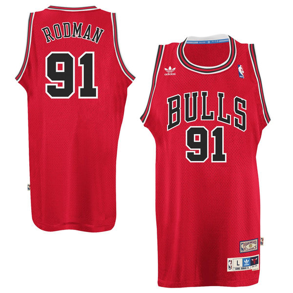 Men's Dennis Rodman Chicago Bulls Red Hardwood Classics Swingman Jersey