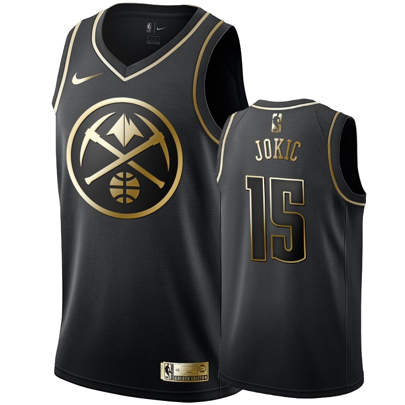 Men's Denver Nuggets Nikola Jokic Black #15 Golden Edition Swingman Jersey