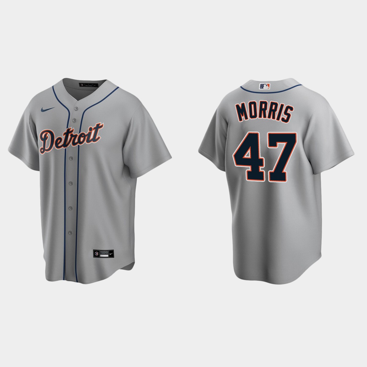 Men's Detroit Tigers Jack Morris Road Jersey - Gray