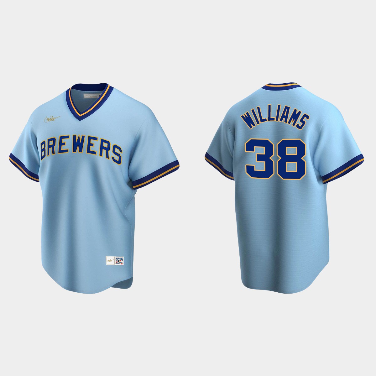Men's Devin Williams #38 Milwaukee Brewers Cooperstown Collection Road Jersey - Powder Blue