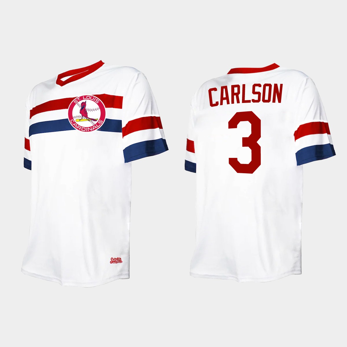 Men's Dylan Carlson St. Louis Cardinals Cooperstown Collection V-Neck Jersey - White