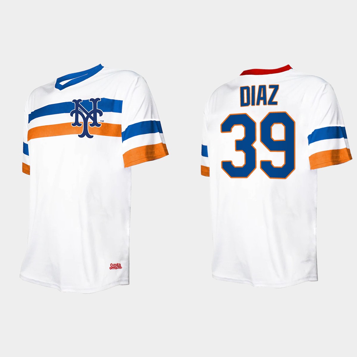 Men's Edwin Diaz New York Mets Cooperstown Collection V-Neck Jersey - White