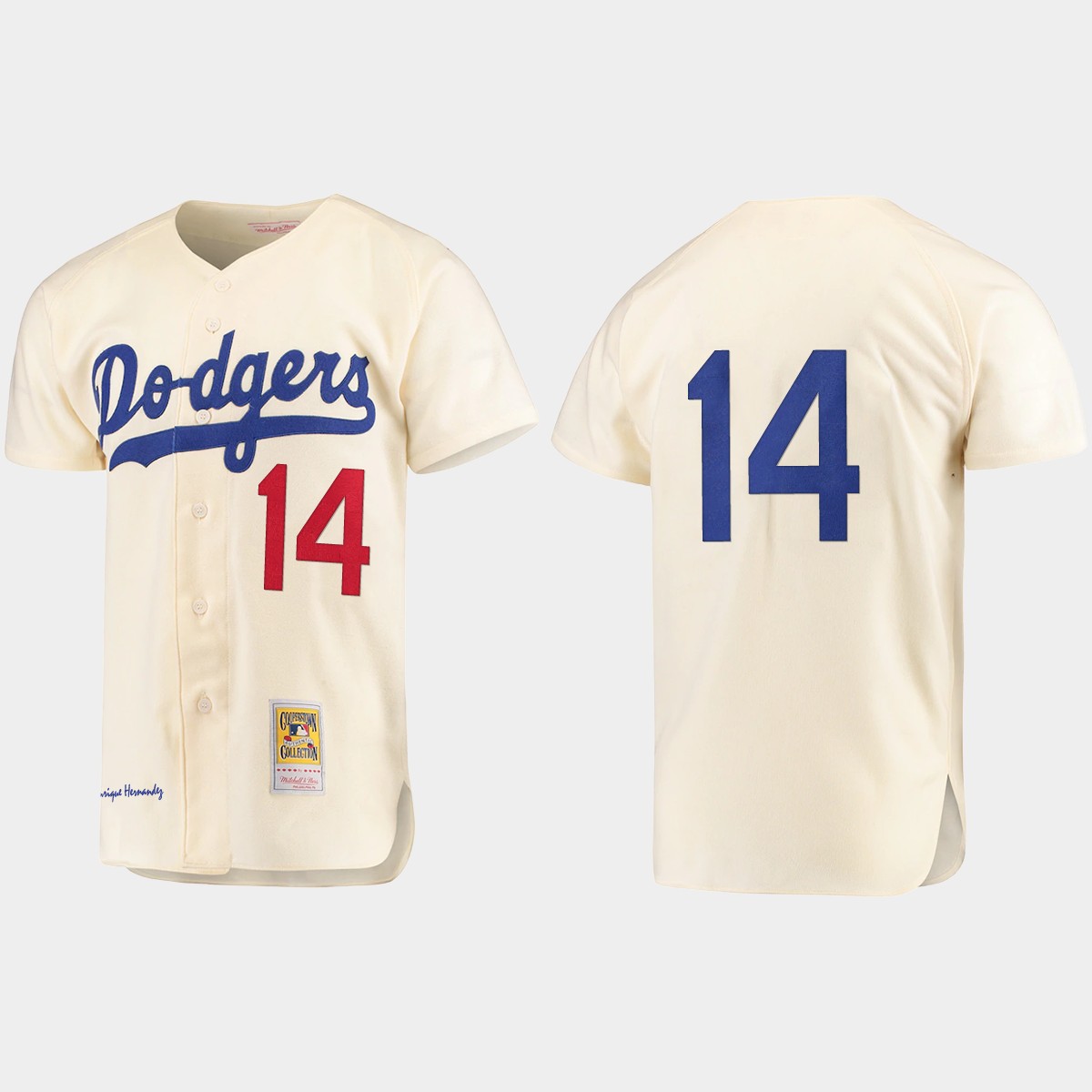 Men's Enrique Hernandez Brooklyn Dodgers Cooperstown Collection Jersey - Cream