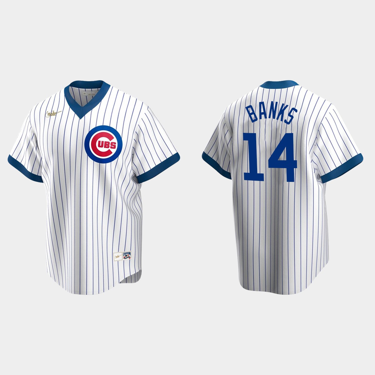 Men's Ernie Banks #14 Chicago Cubs Cooperstown Collection Home Jersey - White