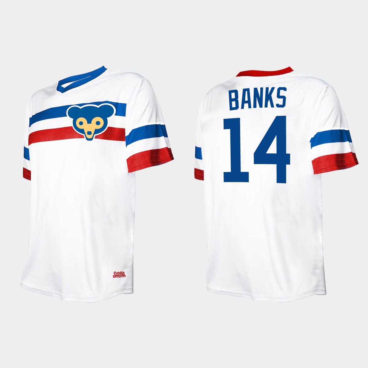 Men's Ernie Banks Chicago Cubs Cooperstown Collection V-Neck Jersey - White