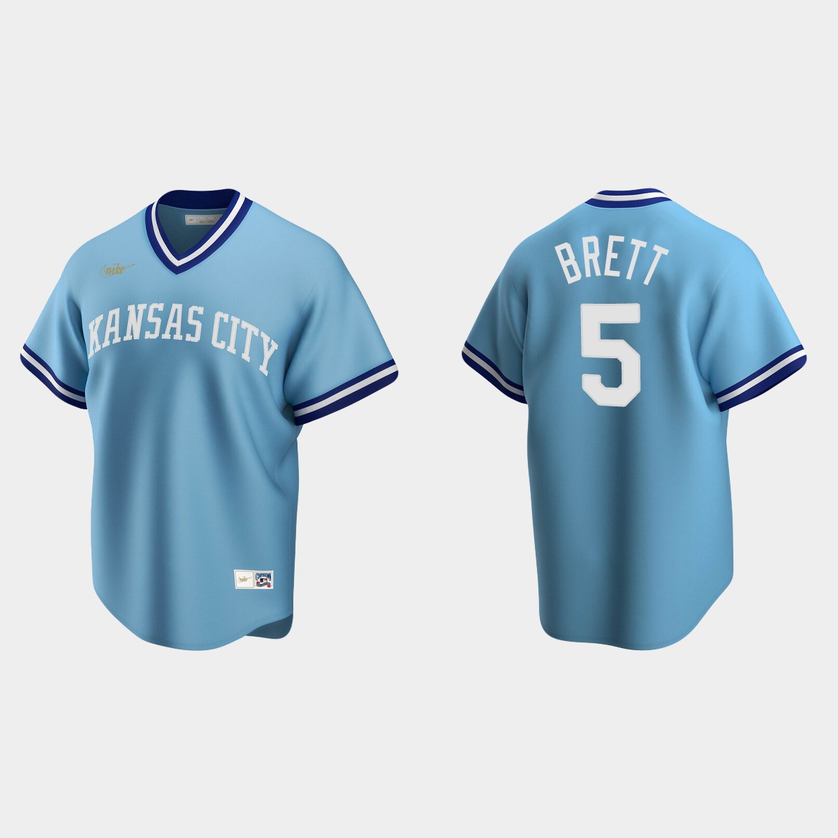 Men's George Brett Kansas City Royals Cooperstown Collection Road Jersey - Light Blue