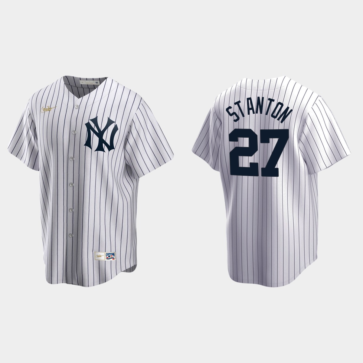 Men's Giancarlo Stanton #27 New York Yankees Cooperstown Collection Home Jersey - White