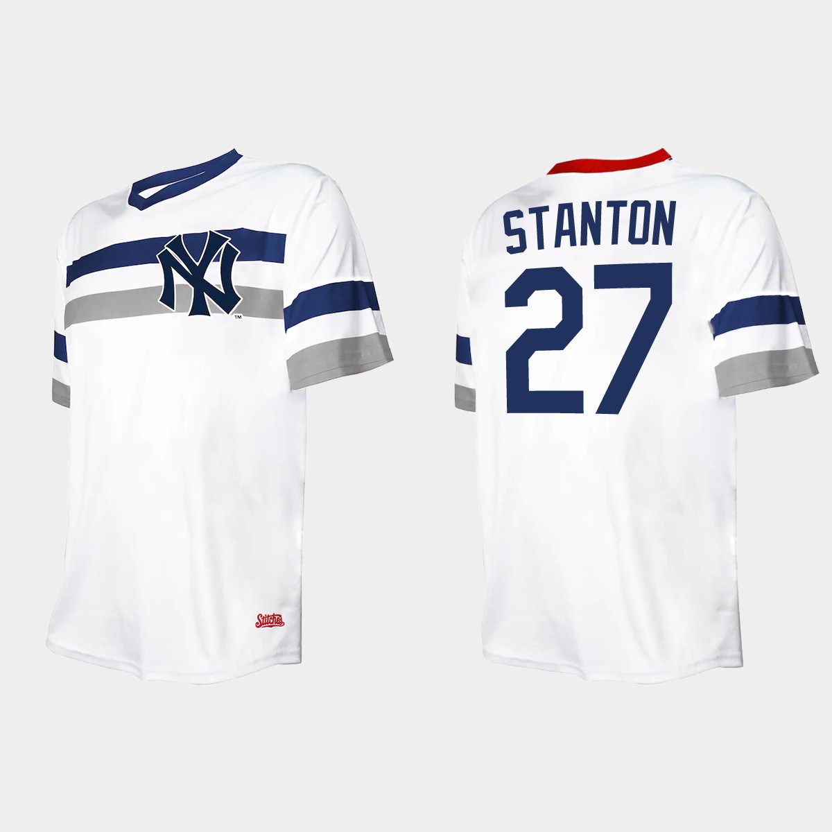 Men's Giancarlo Stanton New York Yankees Cooperstown Collection V-Neck Jersey - White
