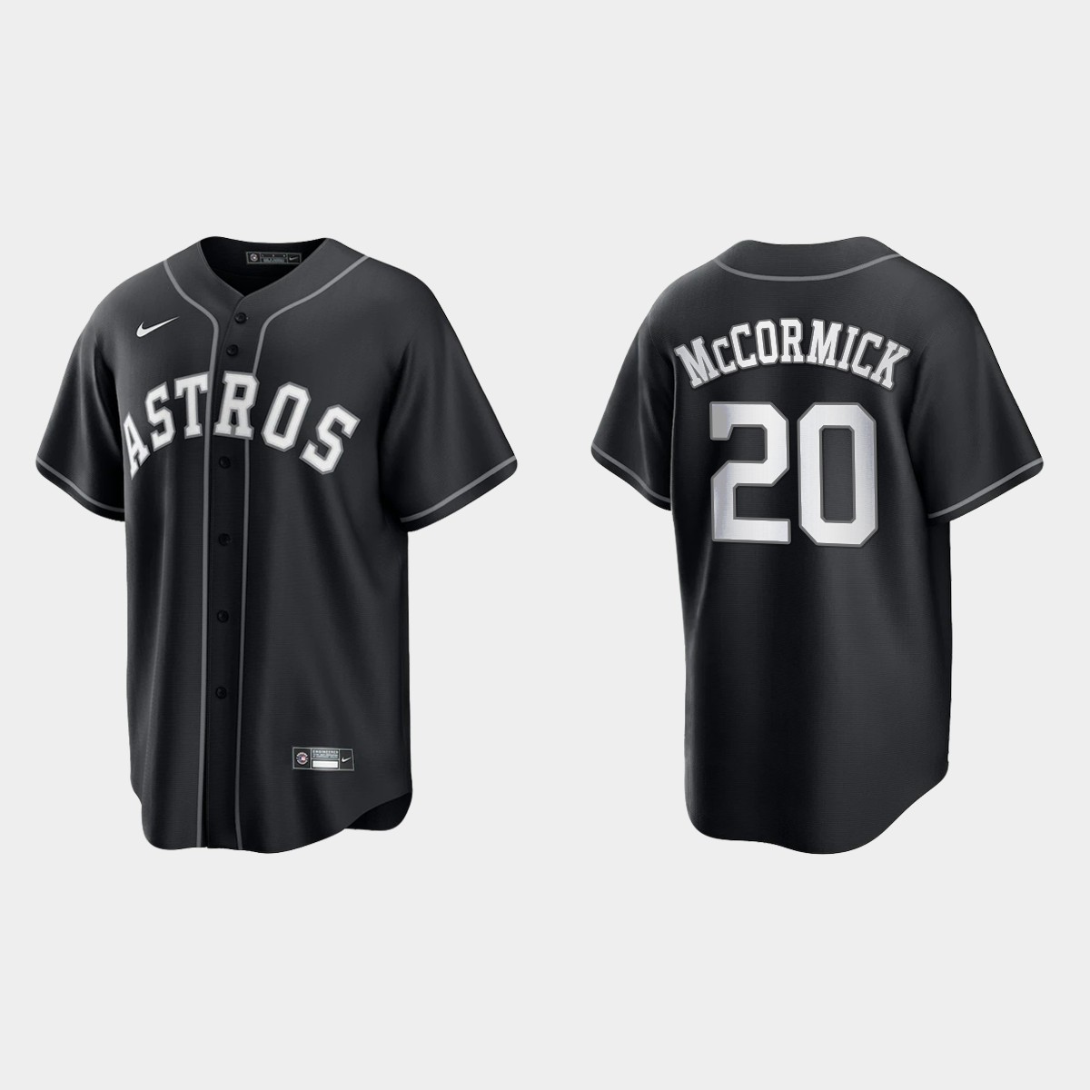 Men's Houston Astros Chas McCormick Black White 2021 All Black Fashion Jersey