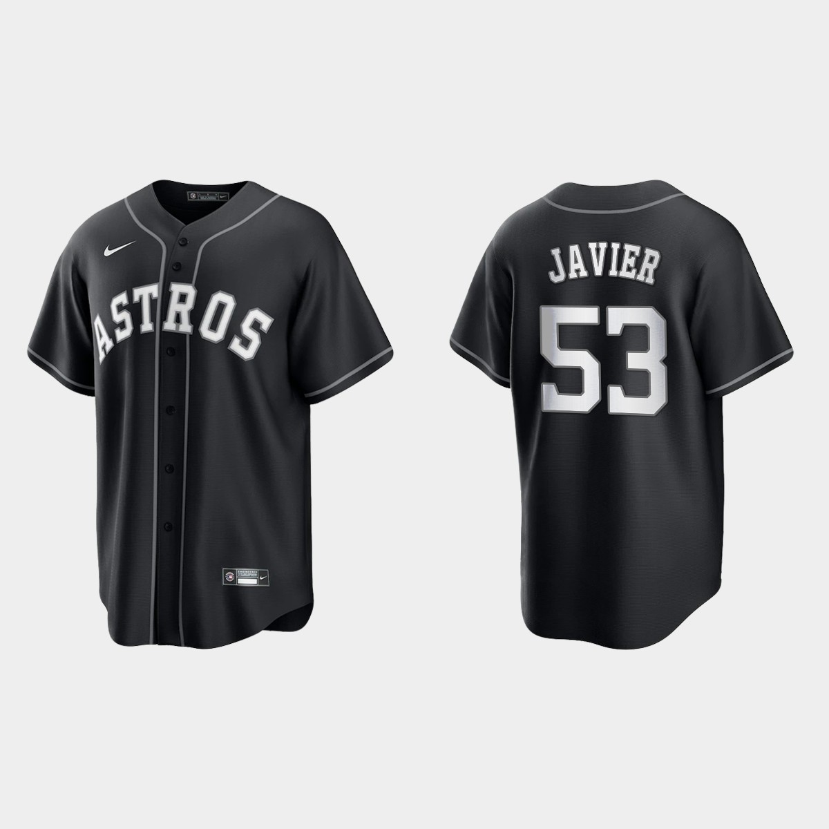 Men's Houston Astros Cristian Javier Black White 2021 All Black Fashion Jersey