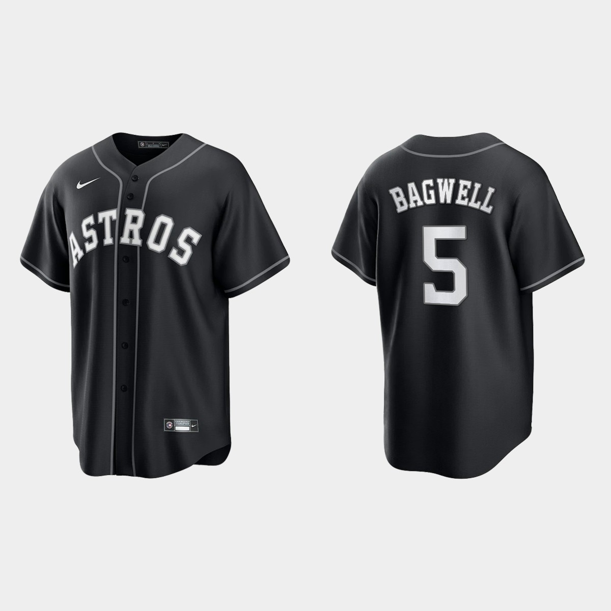 Men's Houston Astros Jeff Bagwell Black White 2021 All Black Fashion Jersey