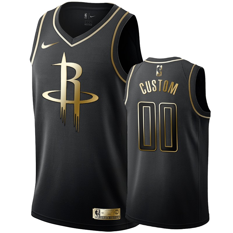 Men's Houston Rockets Custom Black #00 Golden Edition Swingman Jersey