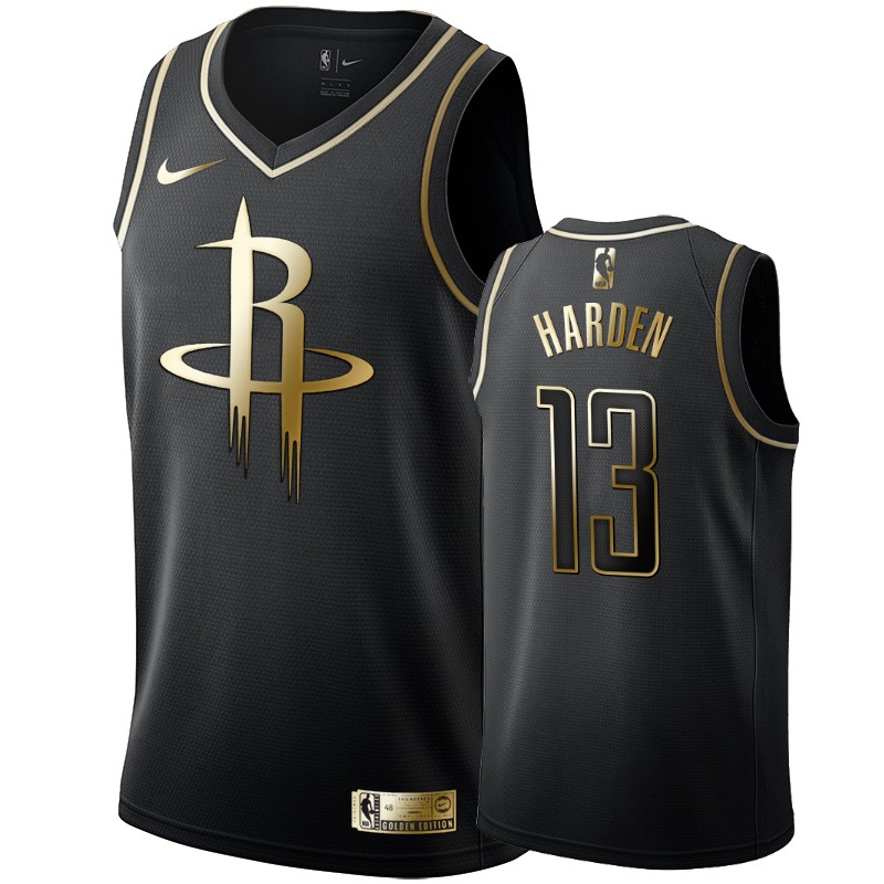 Men's Houston Rockets James Harden Black #13 Golden Edition Swingman Jersey