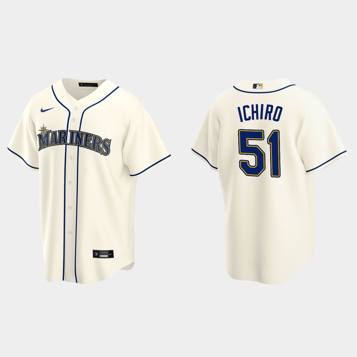 Men's Ichiro Suzuki #51 Seattle Mariners Alternate Jersey - Cream