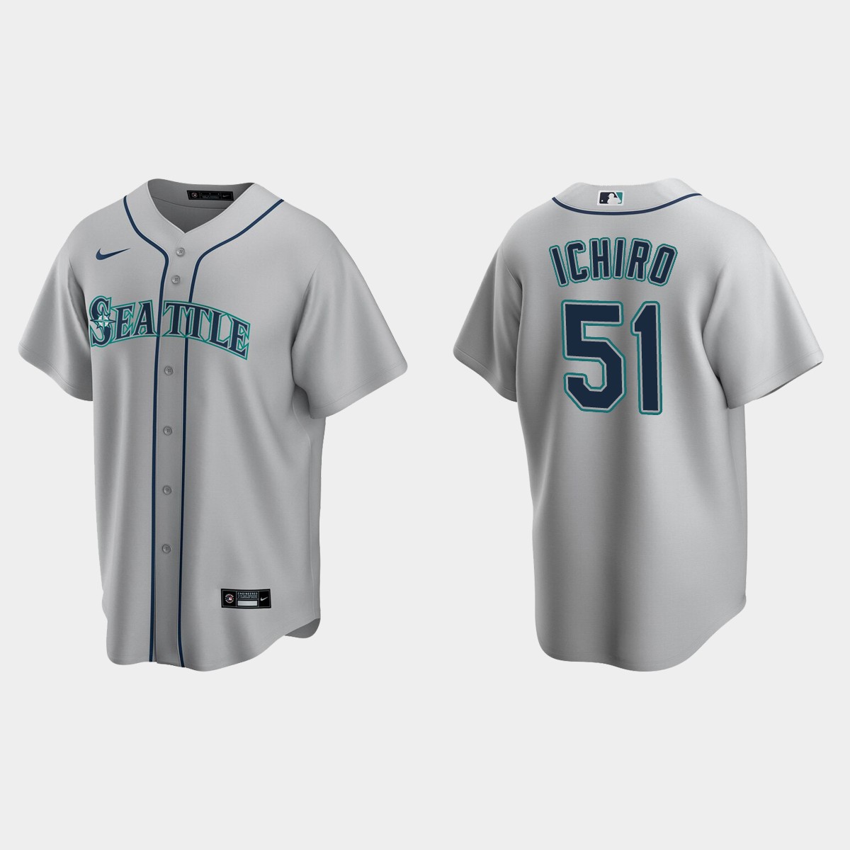 Men's Ichiro Suzuki #51 Seattle Mariners Road Jersey - Gray