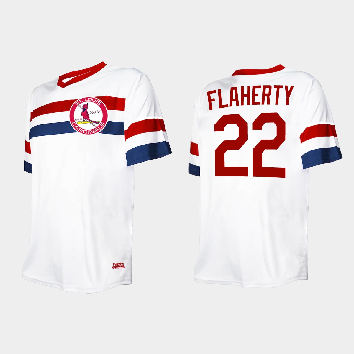 Men's Jack Flaherty St. Louis Cardinals Cooperstown Collection V-Neck Jersey - White