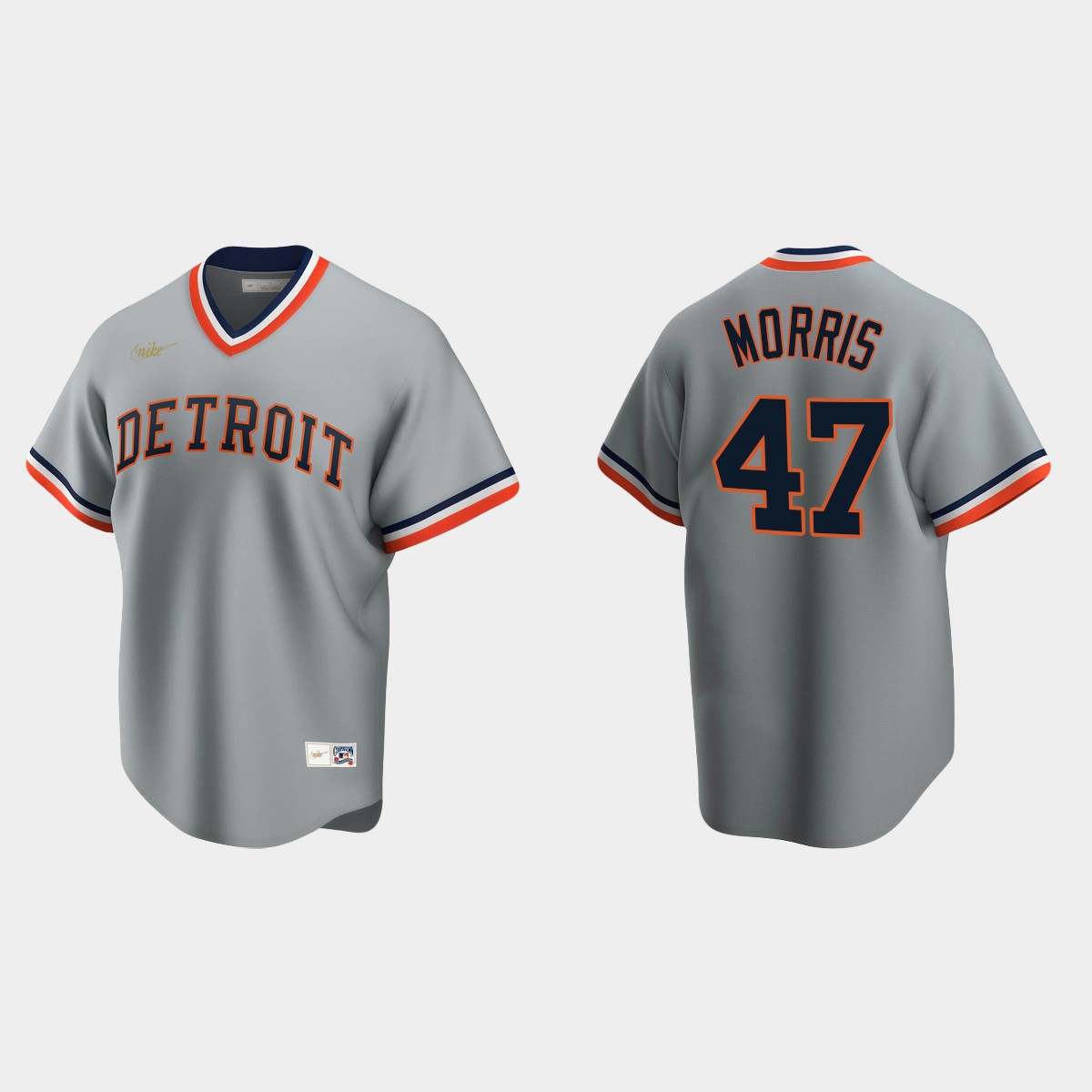 Men's Jack Morris #47 Detroit Tigers Cooperstown Collection Road Jersey - Gray