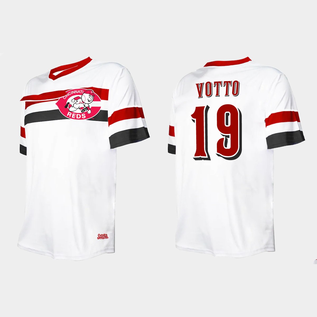 Men's Joey Votto Cincinnati Reds Cooperstown Collection V-Neck Jersey - White