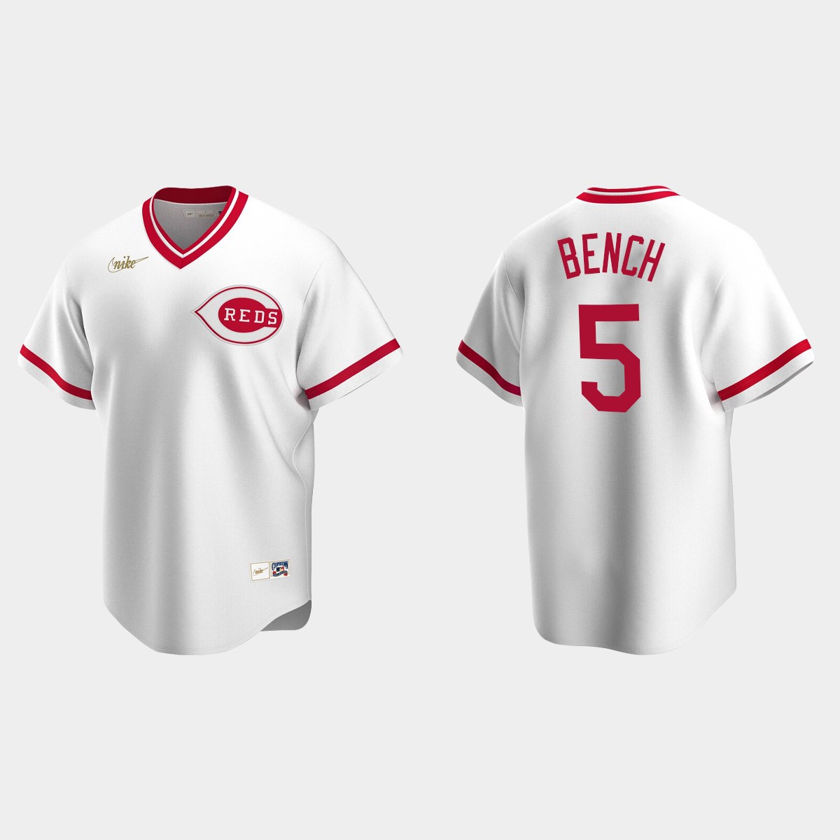 Men's Johnny Bench #5 Cincinnati Reds Cooperstown Collection Home Jersey - White