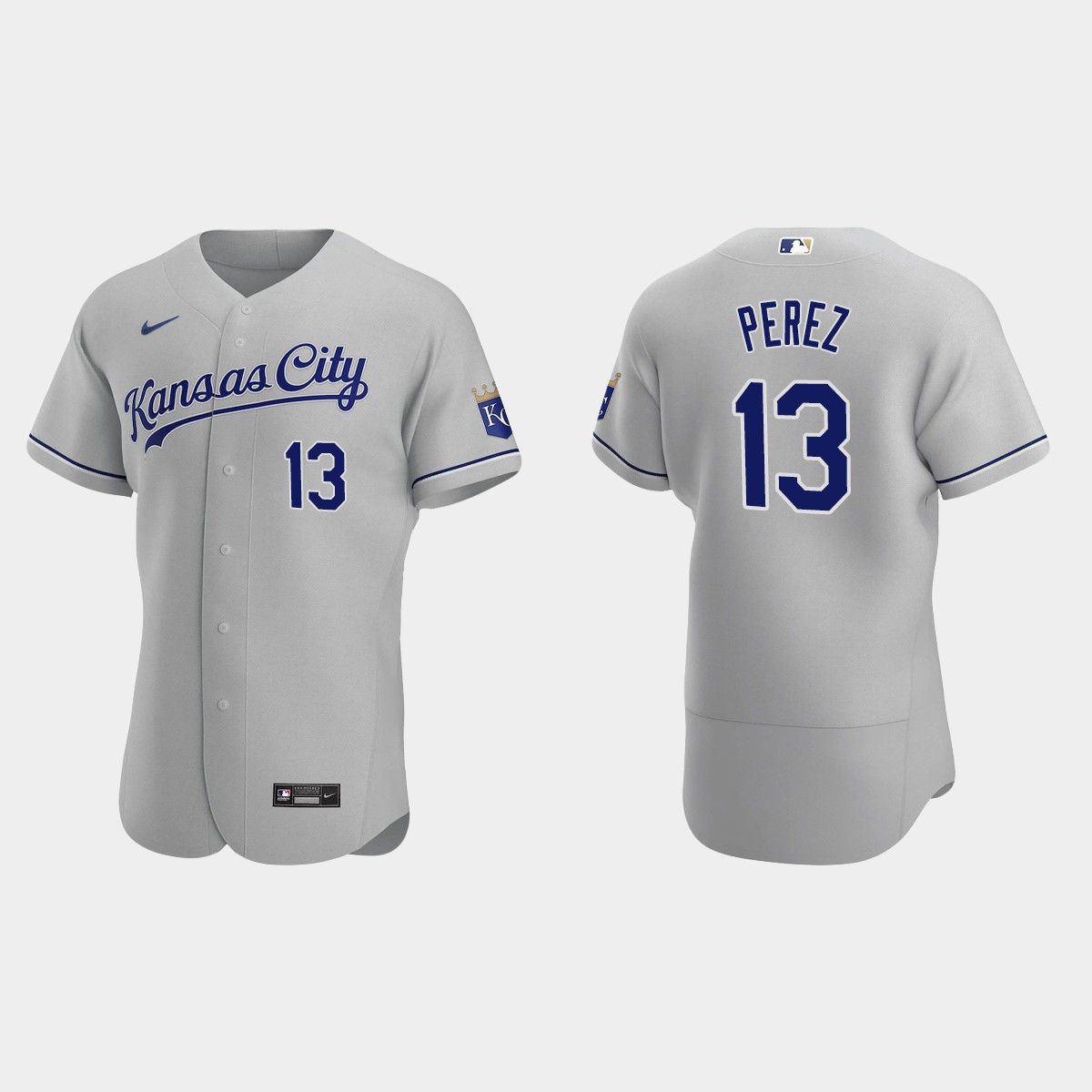 Men's Kansas City Royals Salvador Perez 2020 Road Jersey - Gray