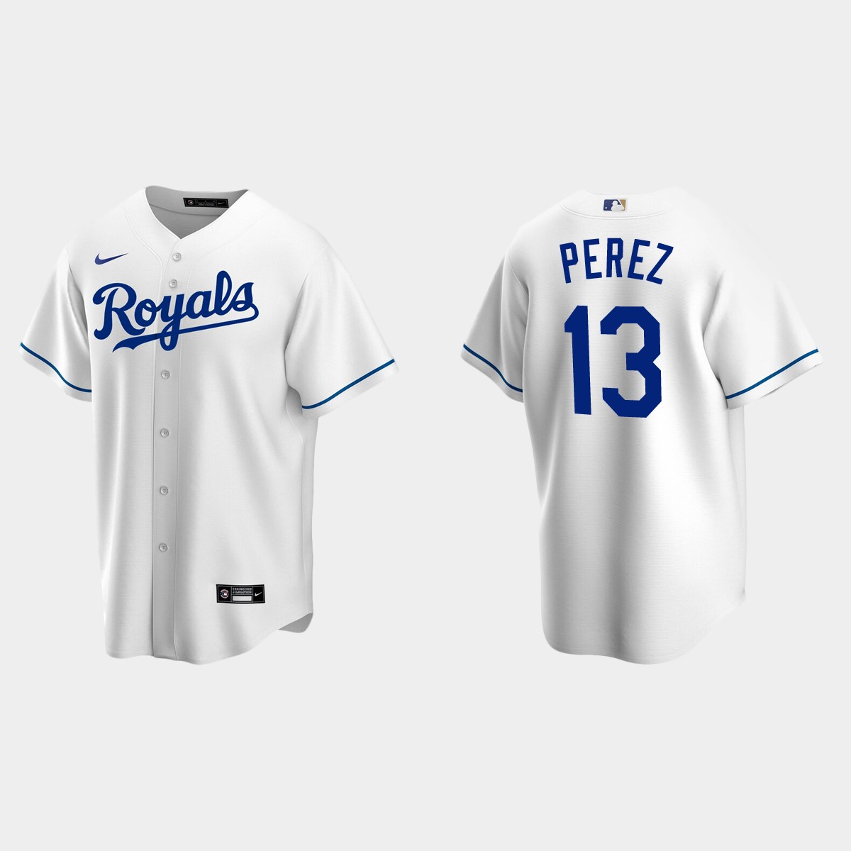 Men's Kansas City Royals Salvador Perez Home Jersey - White