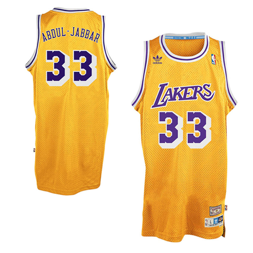 Men's Kareem Abdul-Jabbar Los Angeles Lakers Gold Hardwood Classics Swingman Jersey