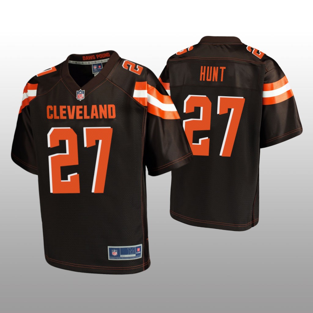 Men's Kareem Hunt #27 Cleveland Browns Brown Pro Line Jersey