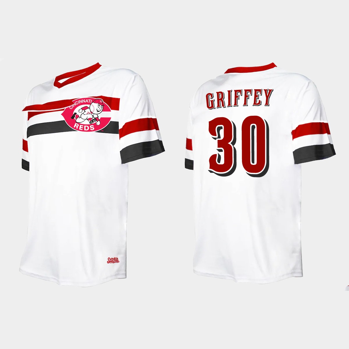 Men's Ken Griffey Jr Cincinnati Reds Cooperstown Collection V-Neck Jersey - White