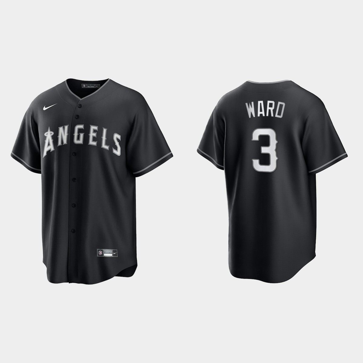 Men's Los Angeles Angels Taylor Ward Black White 2021 All Black Fashion Jersey
