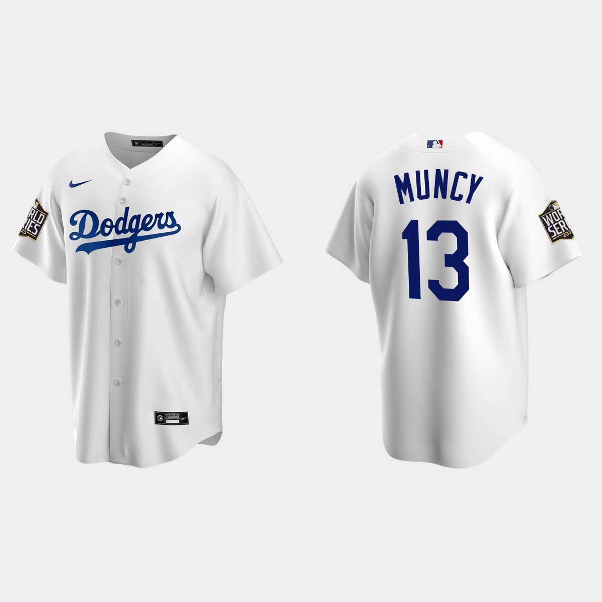 Men's Los Angeles Dodgers #13 Max Muncy 2020 World Series Home Jersey - White