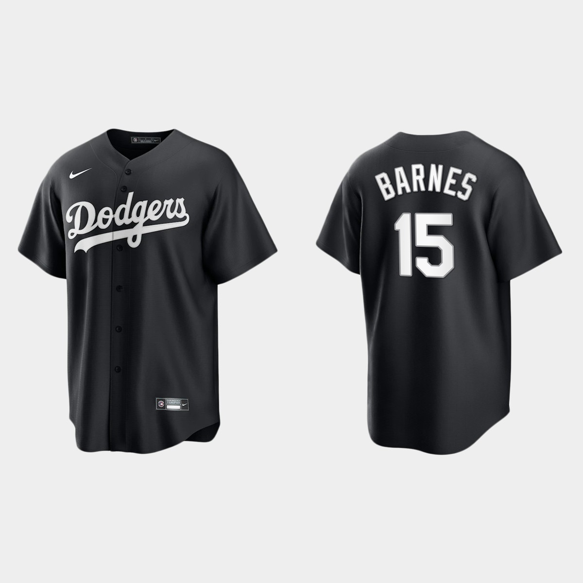 Men's Los Angeles Dodgers Austin Barnes Black White 2021 All Black Fashion Jersey