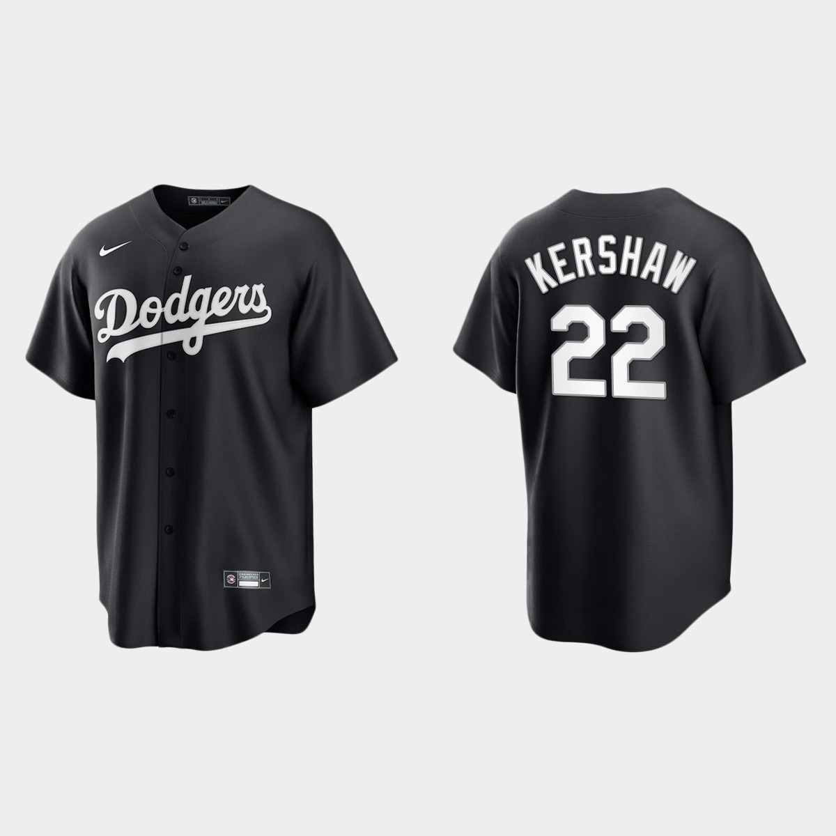 Men's Los Angeles Dodgers Clayton Kershaw Black White 2021 All Black Fashion Jersey