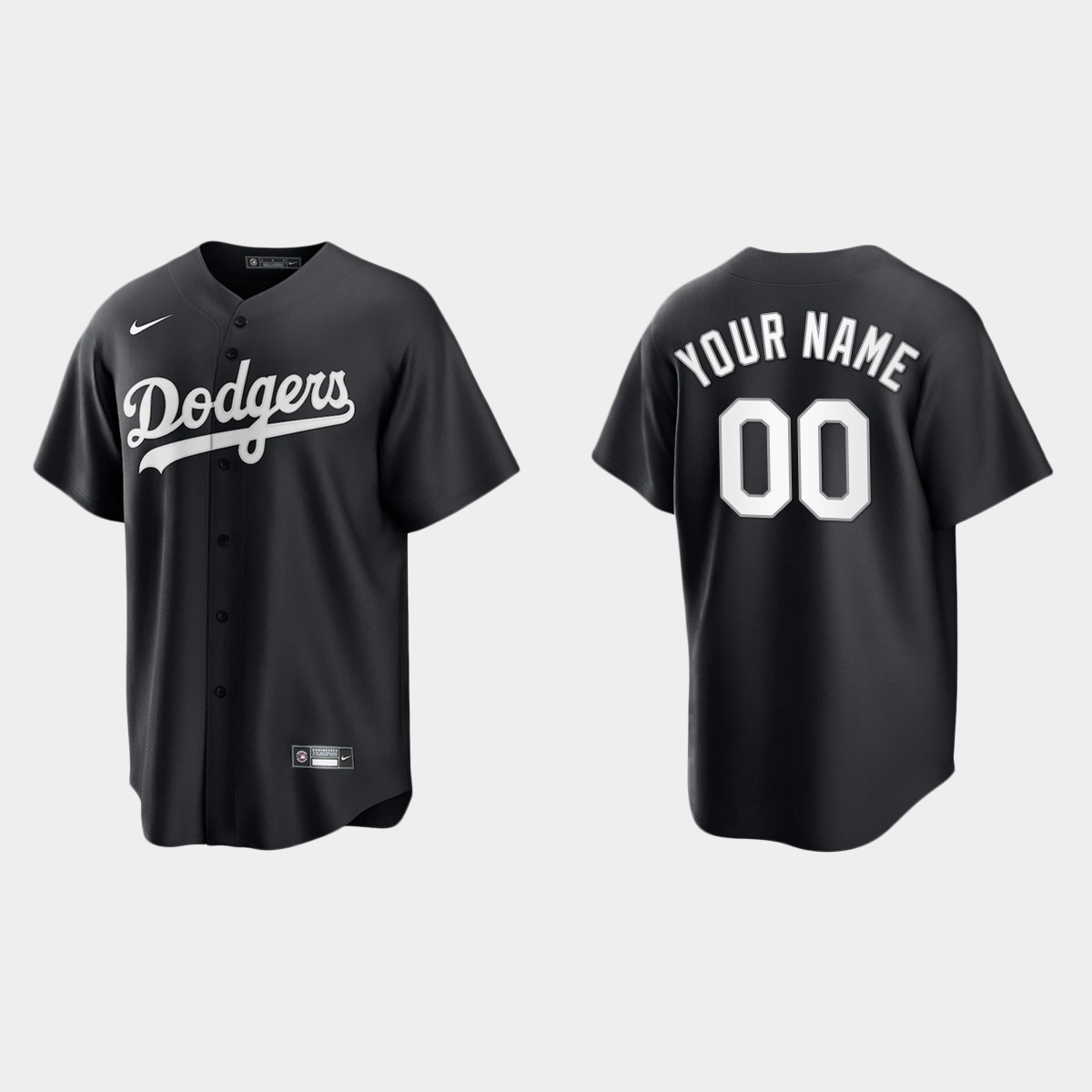 Men's Los Angeles Dodgers Custom Black White 2021 All Black Fashion Jersey